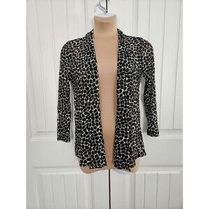 Chicos Pebble Pattern Open Waterfall Cardigan Sheer 3/4 Sleeve Chico's Sz 1 US 8